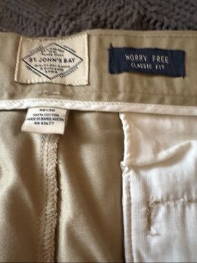 St. John's Bay Classic Fit Khaki Pants in Tan, New! L 30